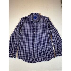 EGARA Mens Non Iron Long Sleeve Dress Shirt Purple Checkered Size L